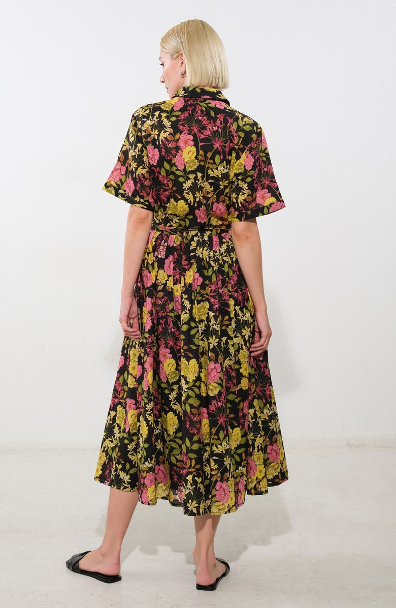 FREEMARKET Floral Pleated Midi Skirt, Alternate, color, Black