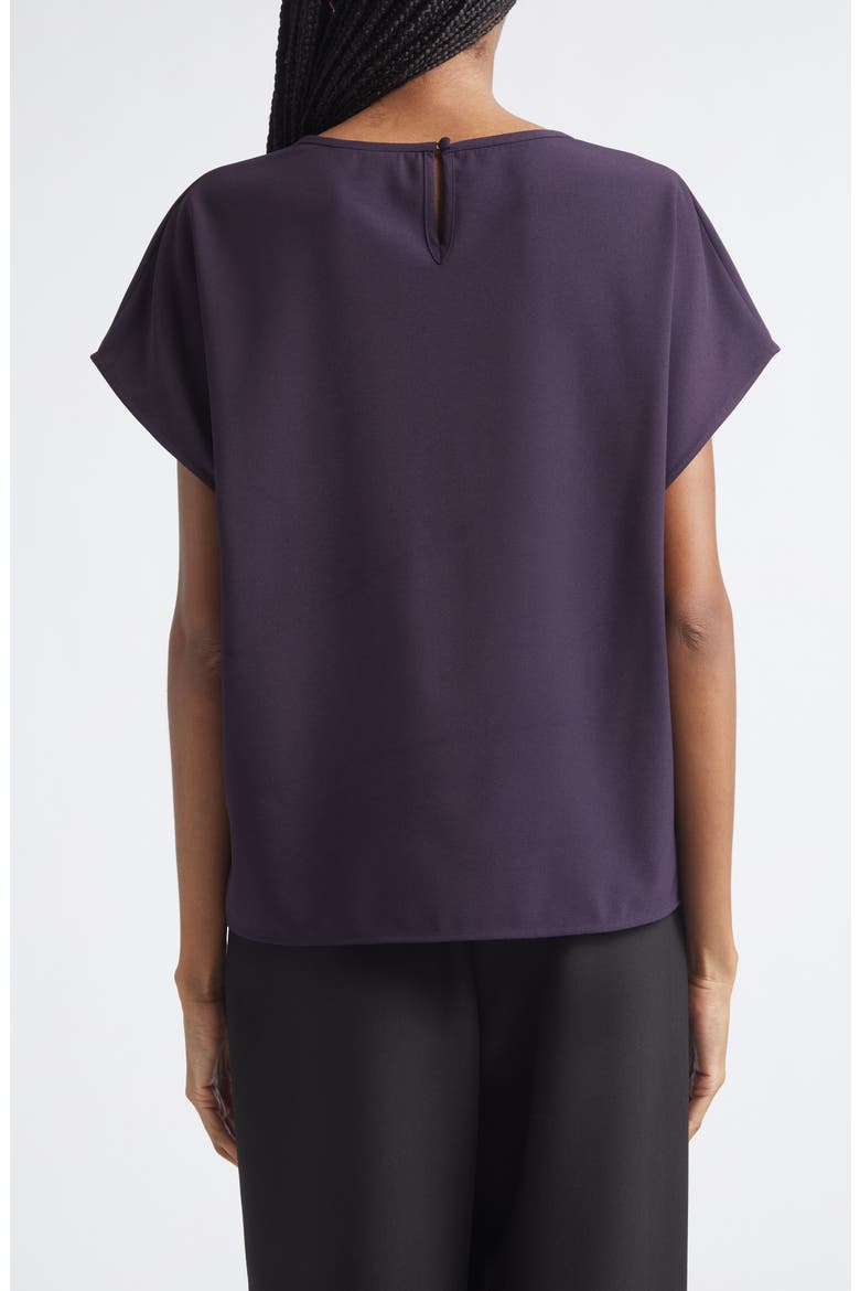 V-Neck Short Sleeve Cady Top, Alternate, color, BLACKBERRY