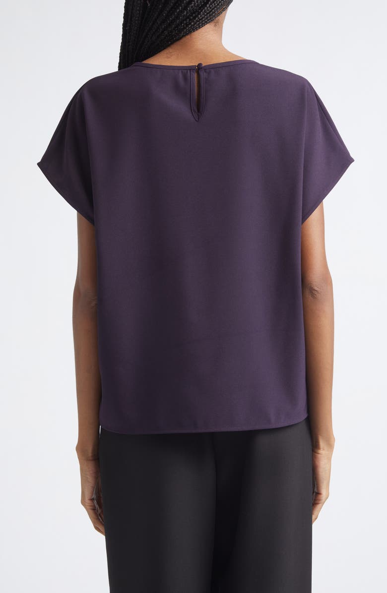 Emporio Armani V-Neck Short Sleeve Cady Top, Alternate, color, Blackberry