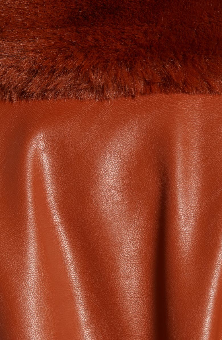 BLANKNYC Faux Leather Coat with Faux Fur Trim, Alternate, color,