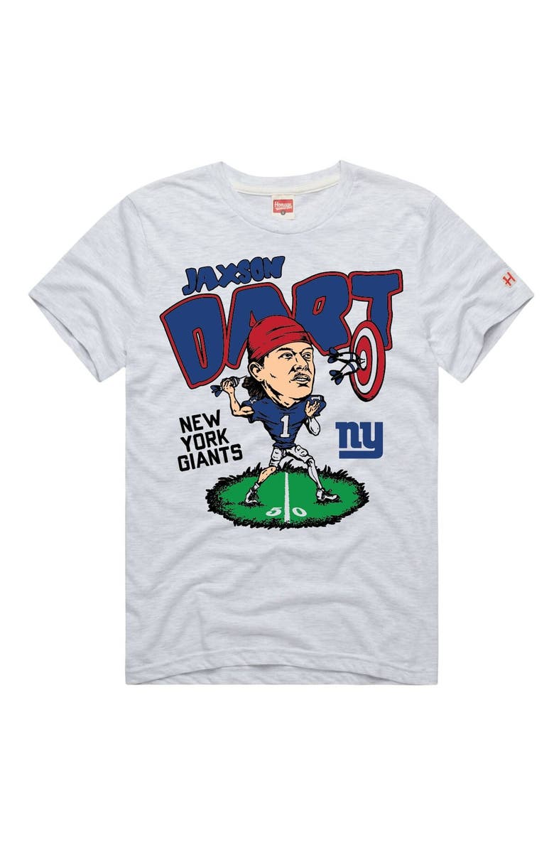Homage Unisex Homage Jaxson Dart Ash New York Giants Caricature Player Graphic Tri-Blend T-Shirt, Main, color, Ash