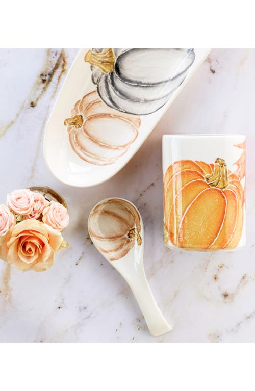 Vietri Pumpkins Utensil Holder In Orange