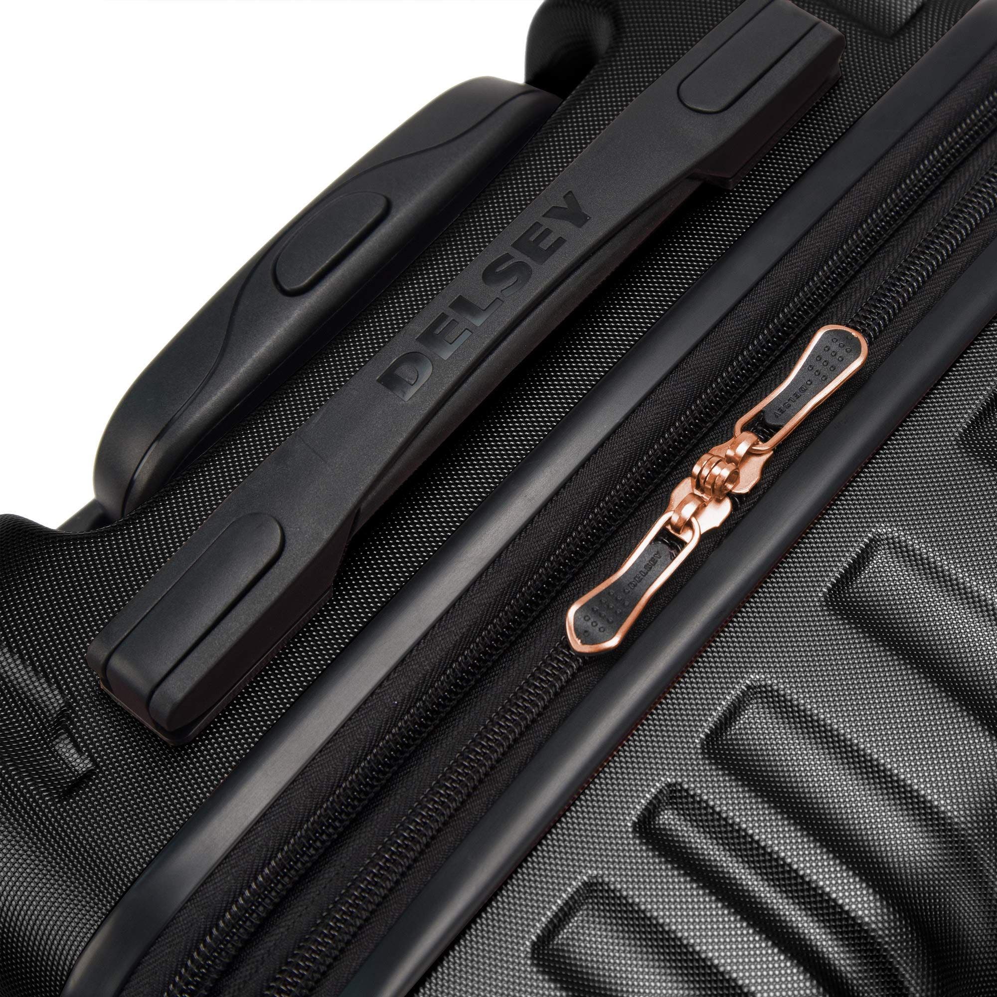 Delsey Paris Delsey Alexis Lightweight Luggage-Checked Medium, Alternate, color, Black/Rose Gold