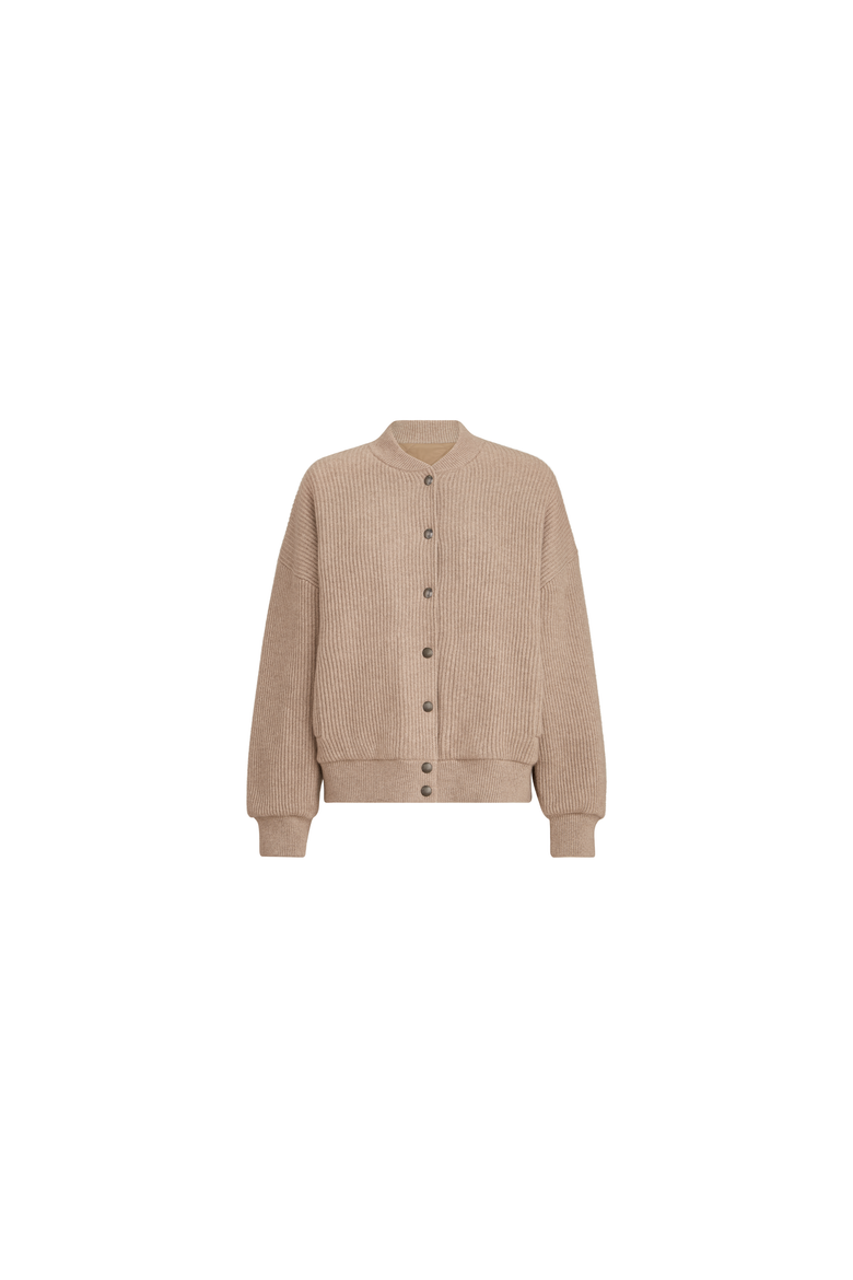 Cashmere English rib knit bomber jacket with Thermore® padding, Alternate, color, Cashmere Beige