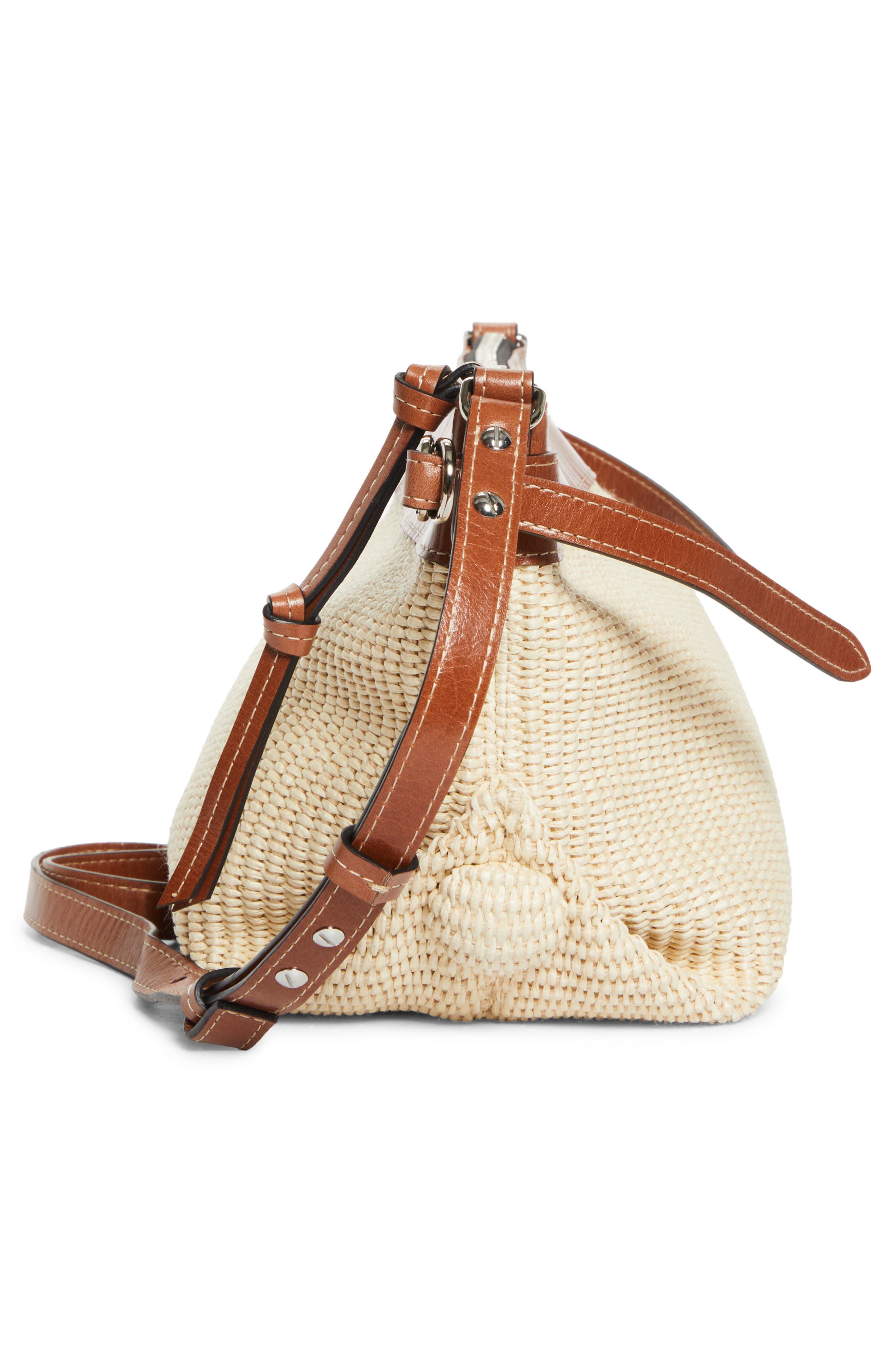 Isabel Marant Wardy Raffia & Leather Crossbody Bag, Alternate, color, Natural/ Cognac