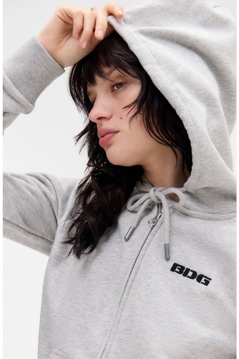 Shrunken Zip Hoodie, Alternate, color, GREY