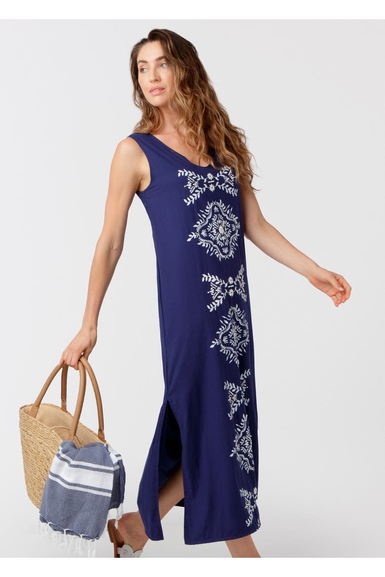 Essential Maxi Dress with Side Slit, Alternate, color, Navy