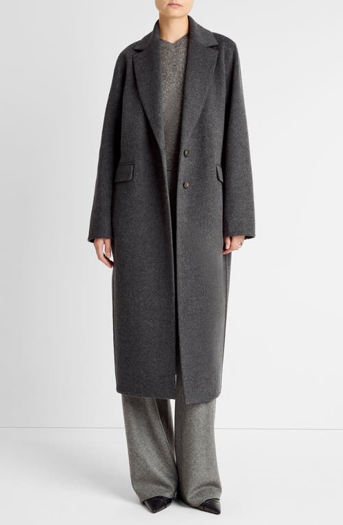 Vince Double Breasted Long Wool-blend Coat In Gray