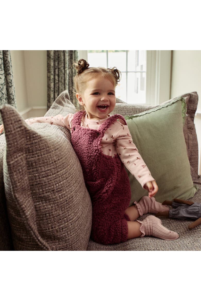 Microplush Overall & Shirt Set, Alternate, color, Dark Rose