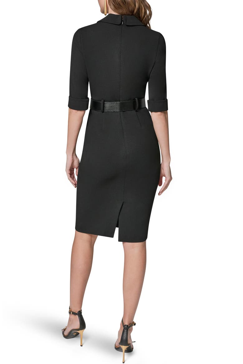 Belted Sheath Dress, Alternate, color, BLACK