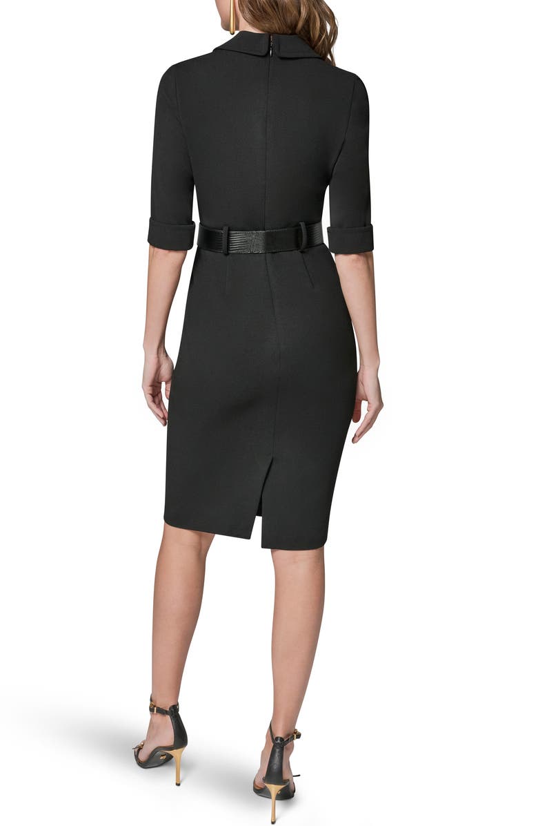 Donna Karan New York Belted Sheath Dress, Alternate, color, Black