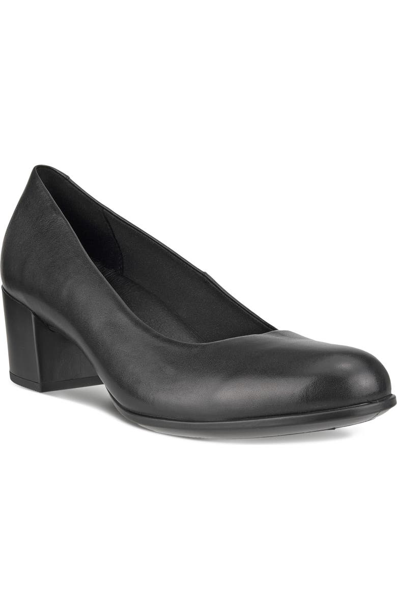 ECCO Block Heel Pump, Main, color, Black