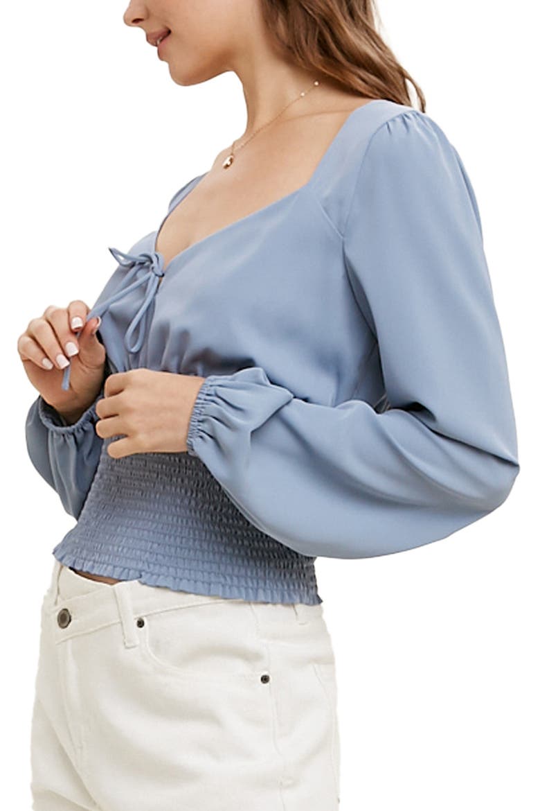 Smocked Waist Top, Alternate, color, MEIDUM BLUE