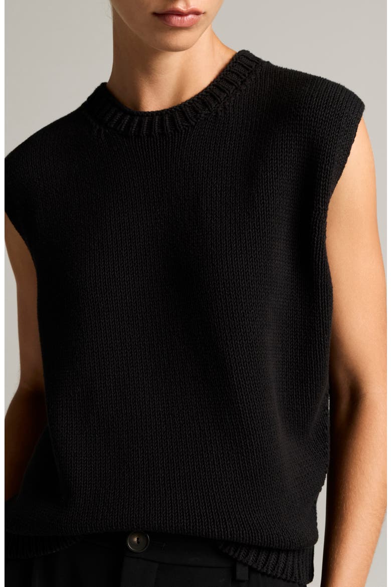Asymmetric Crewneck Sweater Vest, Alternate, color, BLACK