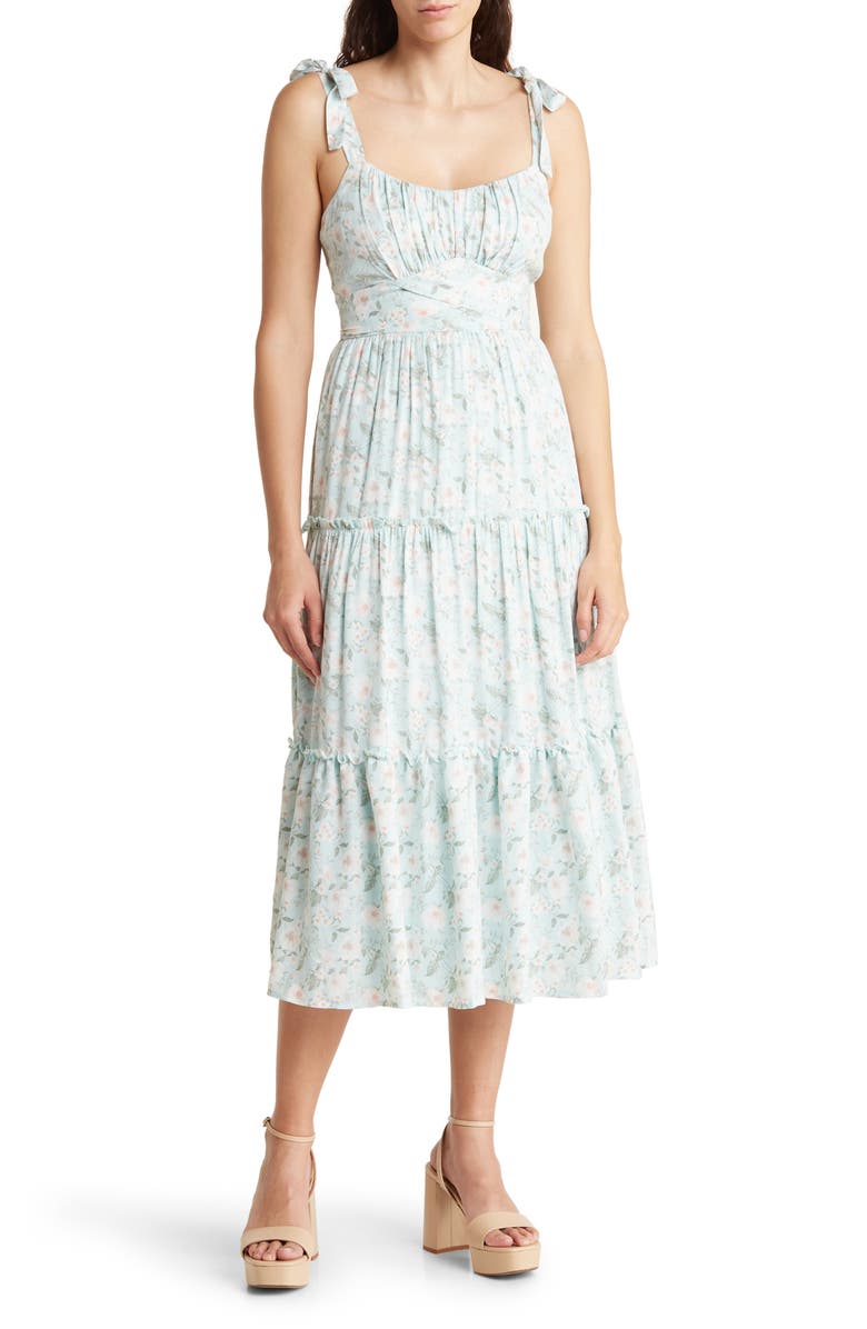 Row A Floral Tiered Midi Dress, Main, color,