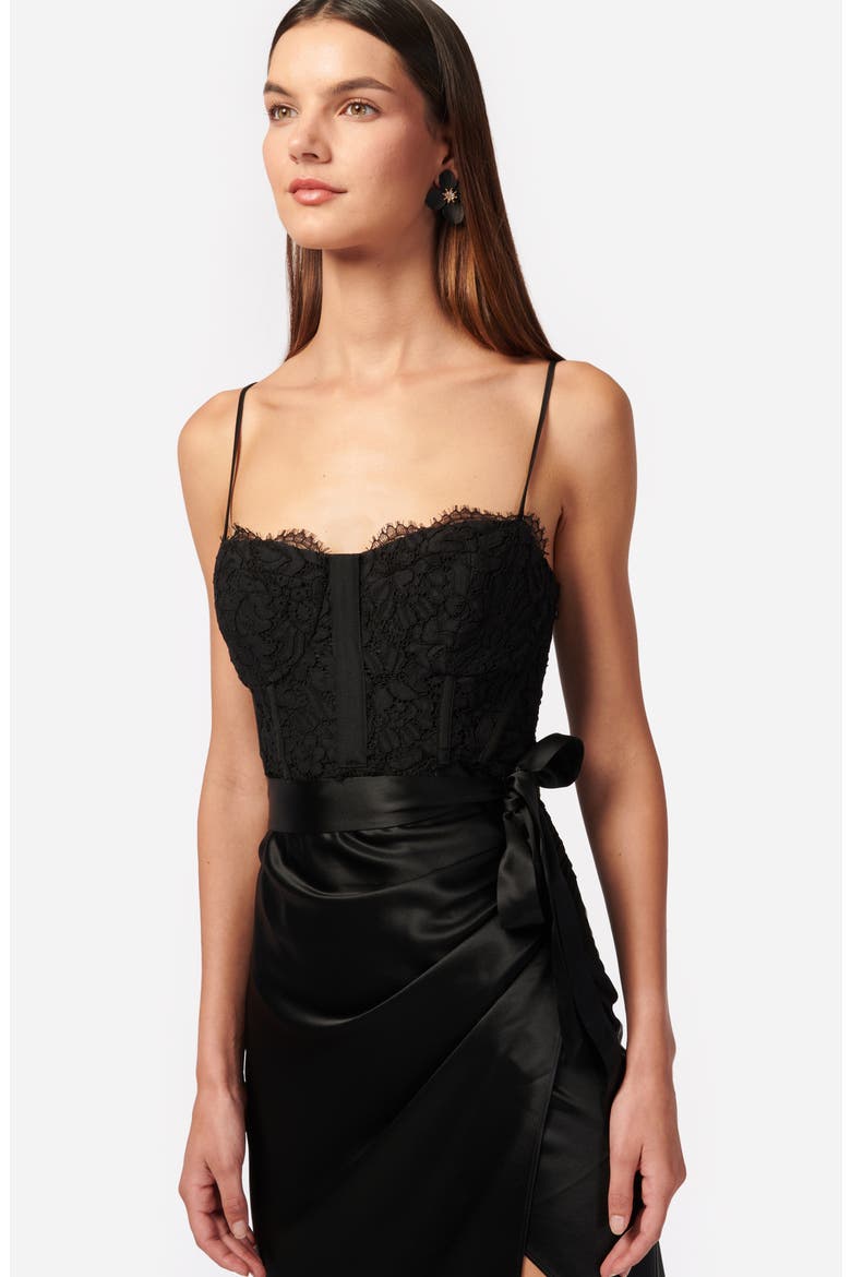 Tricia Lace & Satin Slipdress, Alternate, color, BLACK