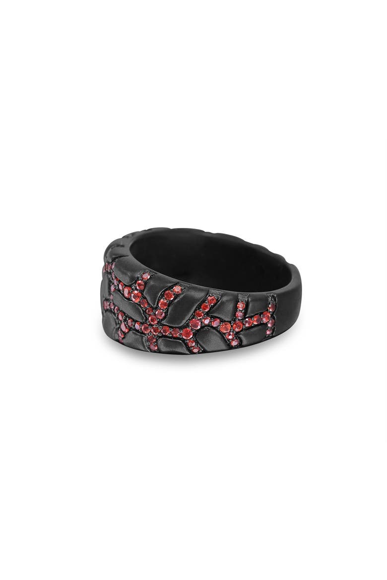 Fiery Ascent Sterling Silver & Garnet Band Men Ring, Alternate, color, Grey