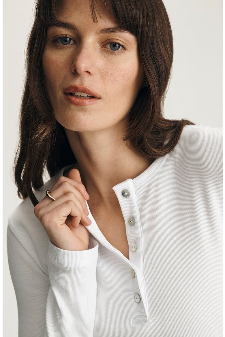Stretch Cotton Rib Henley, Alternate, color, WHITE