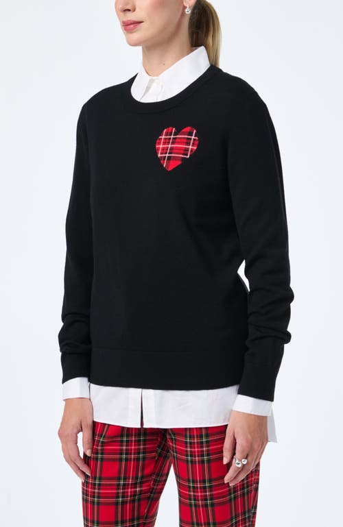 Trina Turk Plaid Heart Sweater In Black