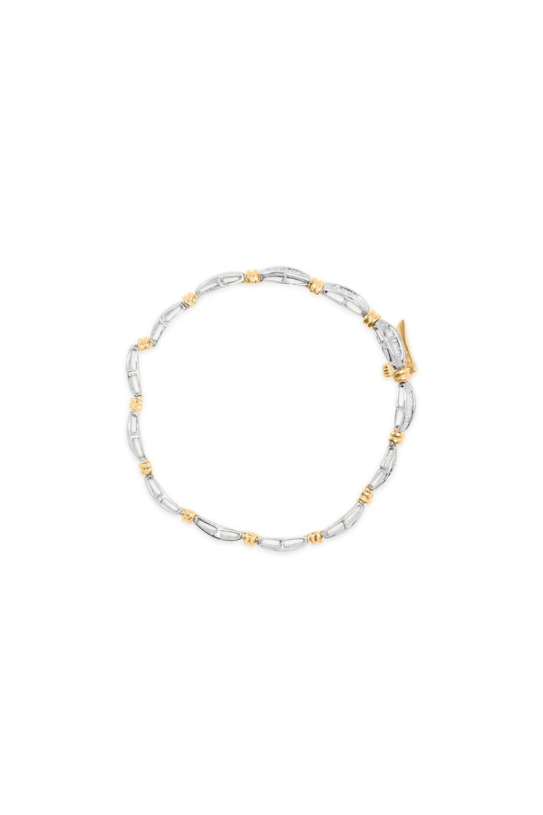 10K Two-Tone Gold 2.0 Cttw Baguette Diamond Channel Link Bracelet, Alternate, color, Yellow Gold