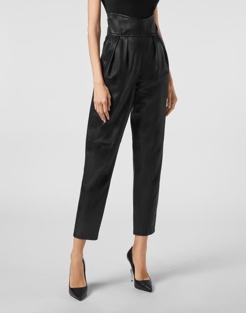 Leather Trousers Long 80's Fit Iconic Plein Women