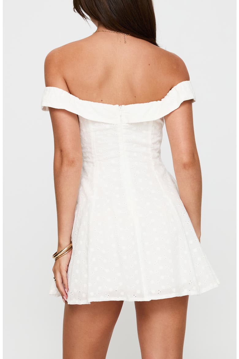 Rosebud Broderie Off the Shoulder Minidress, Alternate, color, WHITE