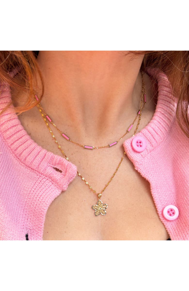 The Lovery Fine Jewelry Two Tone Lace Flower Charm, Alternate, color, 