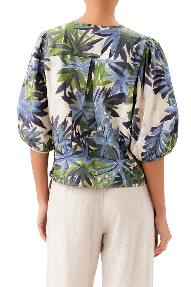 Floral Print Puff Sleeve Cotton Button-Up Shirt, Alternate, color, PRINT
