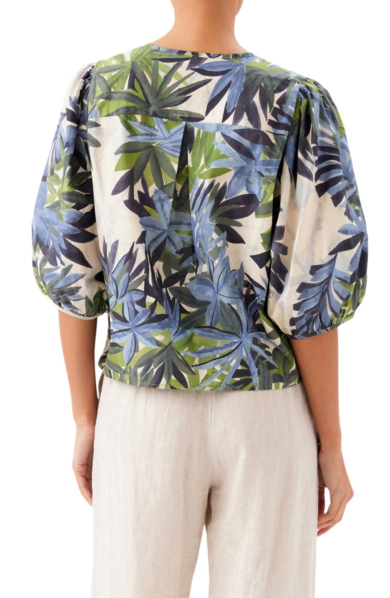Karen Kane Puff Sleeve Button-Up Shirt, Alternate, color, Print