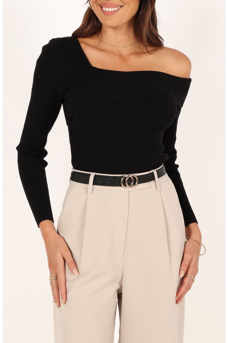 Aleena One-Shoulder Rib Sweater, Main, color, BLACK