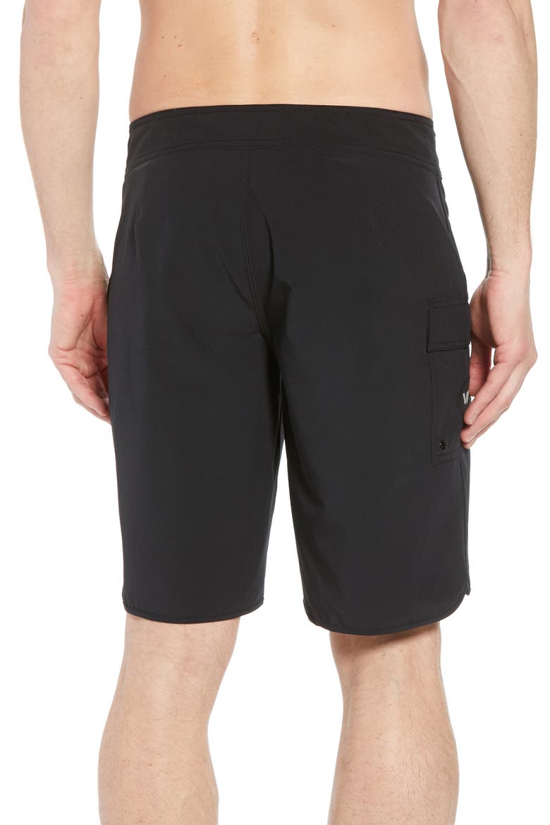 'Eastern' Scalloped Hem Board Shorts, Alternate, color, ALL BLACK