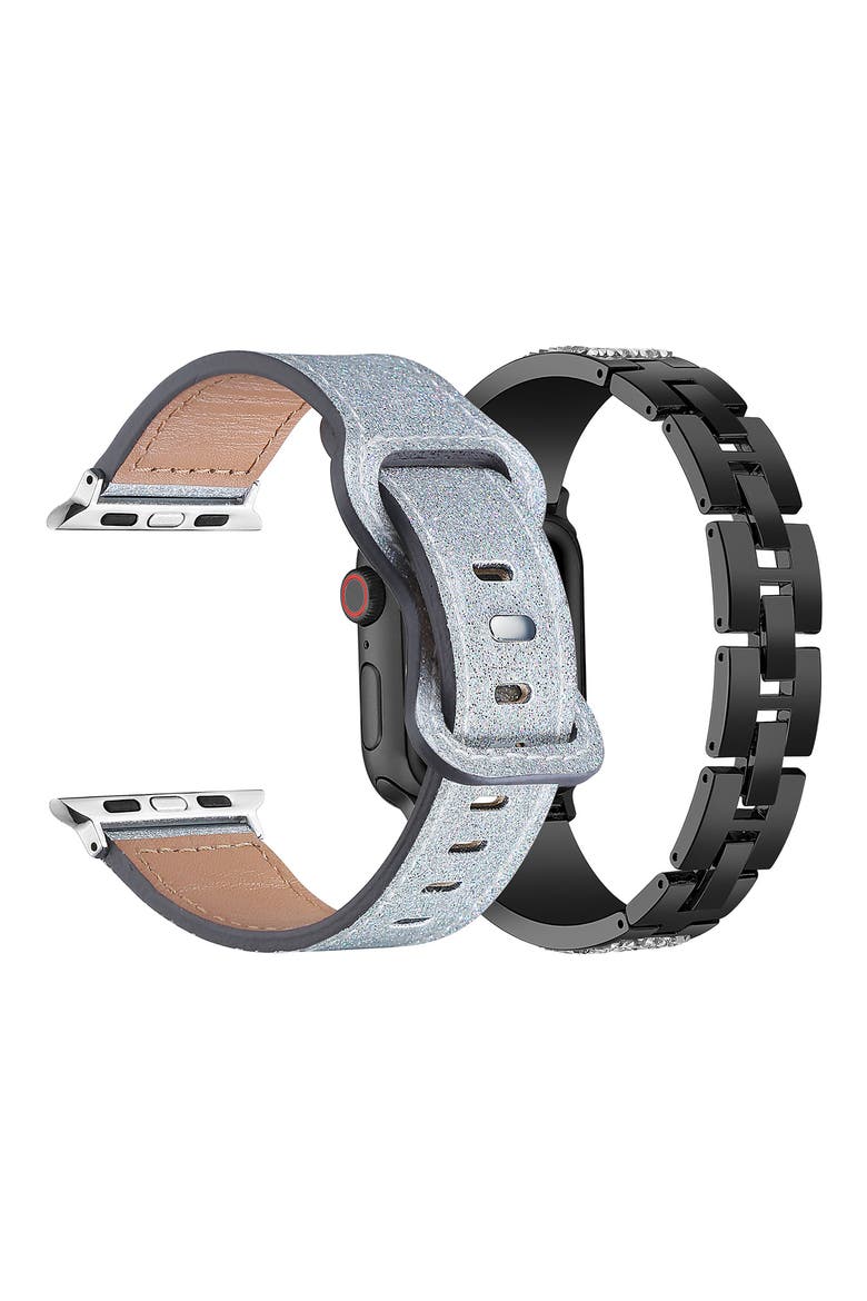 Assorted 2-Pack Apple Watch® Watchbands, Alternate, color, BLACK/ SILVER