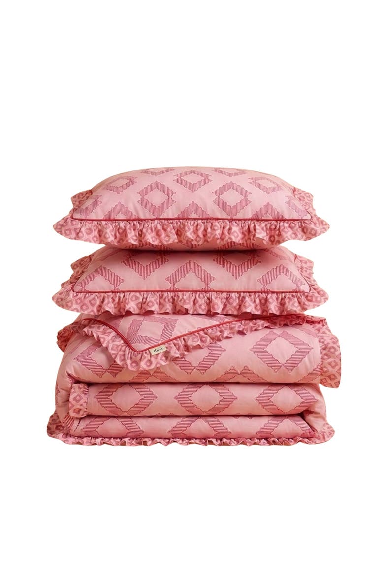 Cotton Diamond Bedding Set, Main, color, Pink Diamond