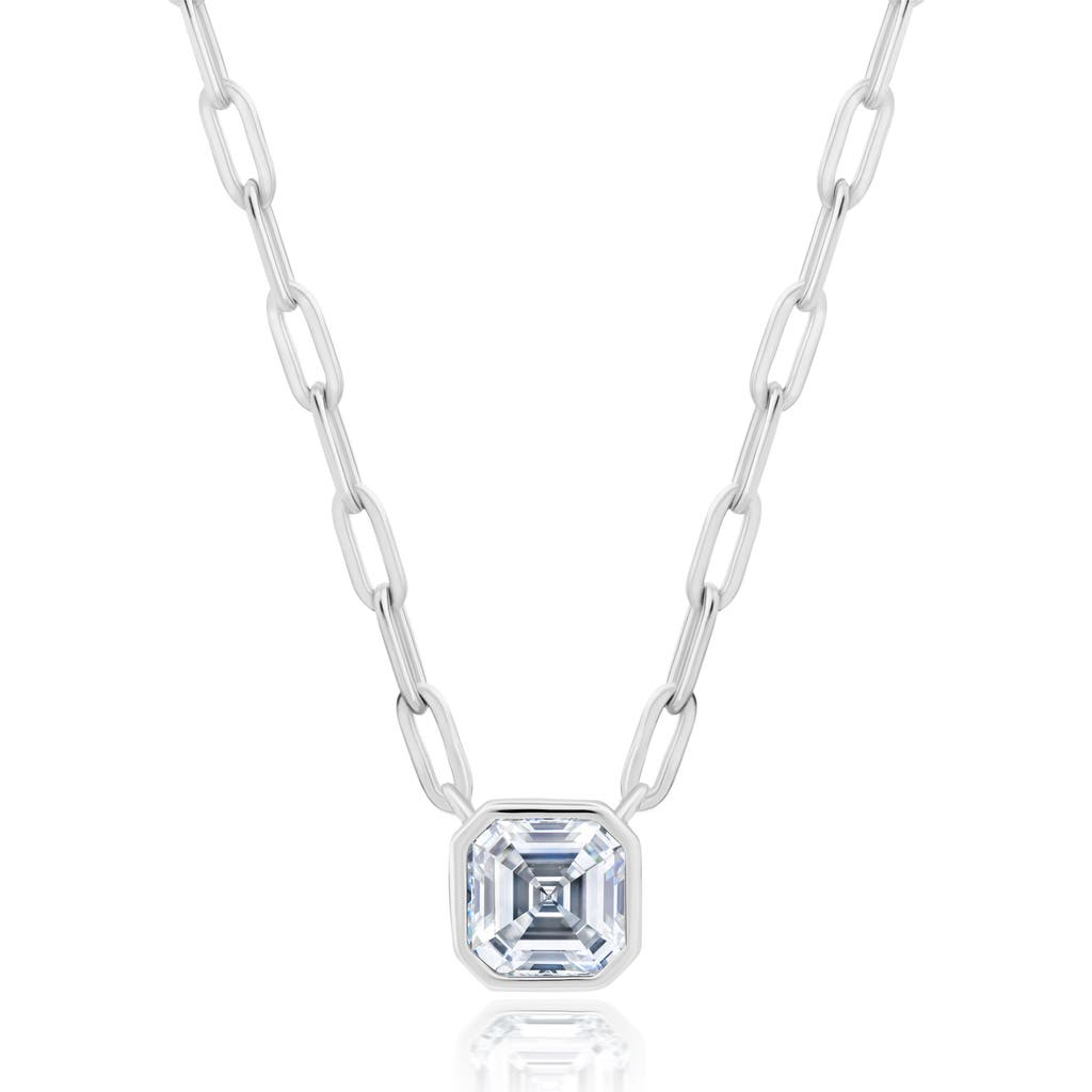 Crislu Asscher Cubic Zirconia Bezel Necklace in Platinum  product