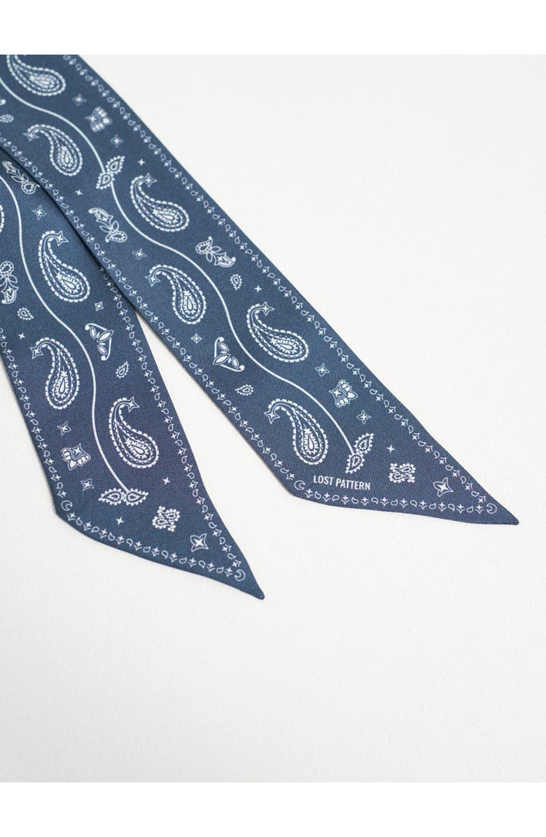 Lost Pattern "Paisley" Silk Twill Skinny Scarf, Alternate, color, Midnight Blue