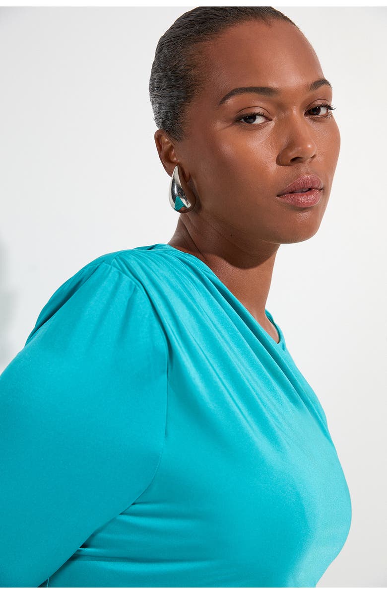 Karen Millen Long Sleeve Ruched Maxi Dress, Alternate, color, Teal