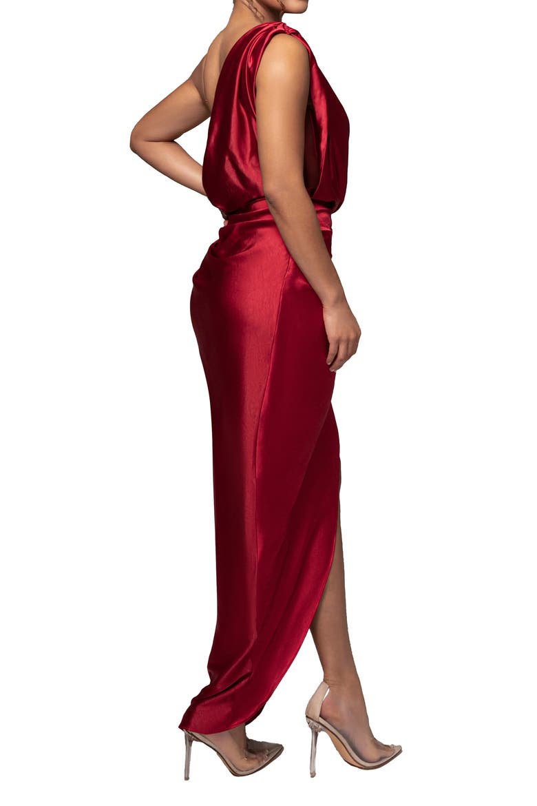 Anastacia Bustier Satin Gown, Alternate, color, RED