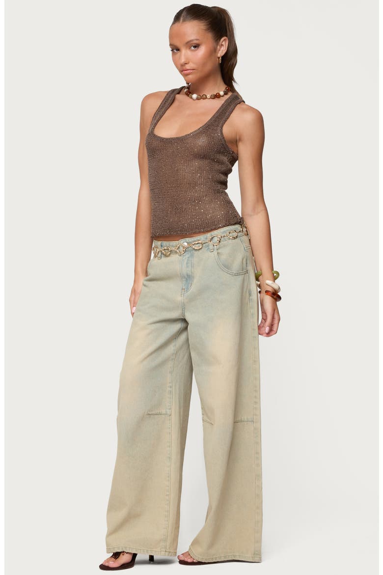 Eleora Sequin Knit Tank, Alternate, color, BROWN