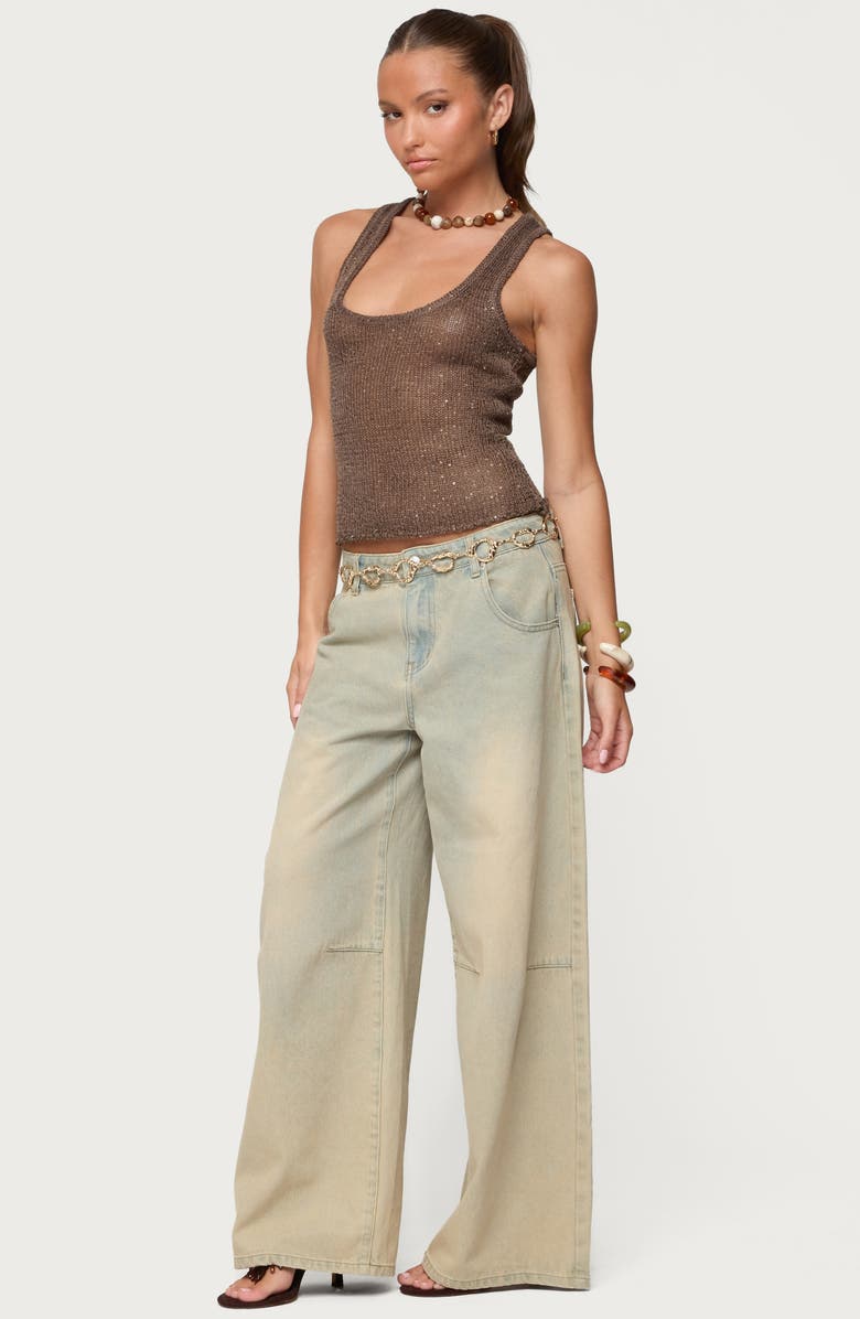 EDIKTED Eleora Sequin Knit Tan, Alternate, color, Brown