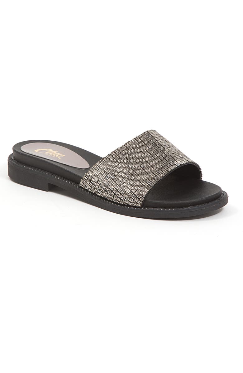 LADY COUTURE Rhinestone Slide Sandal, Main, color, Black