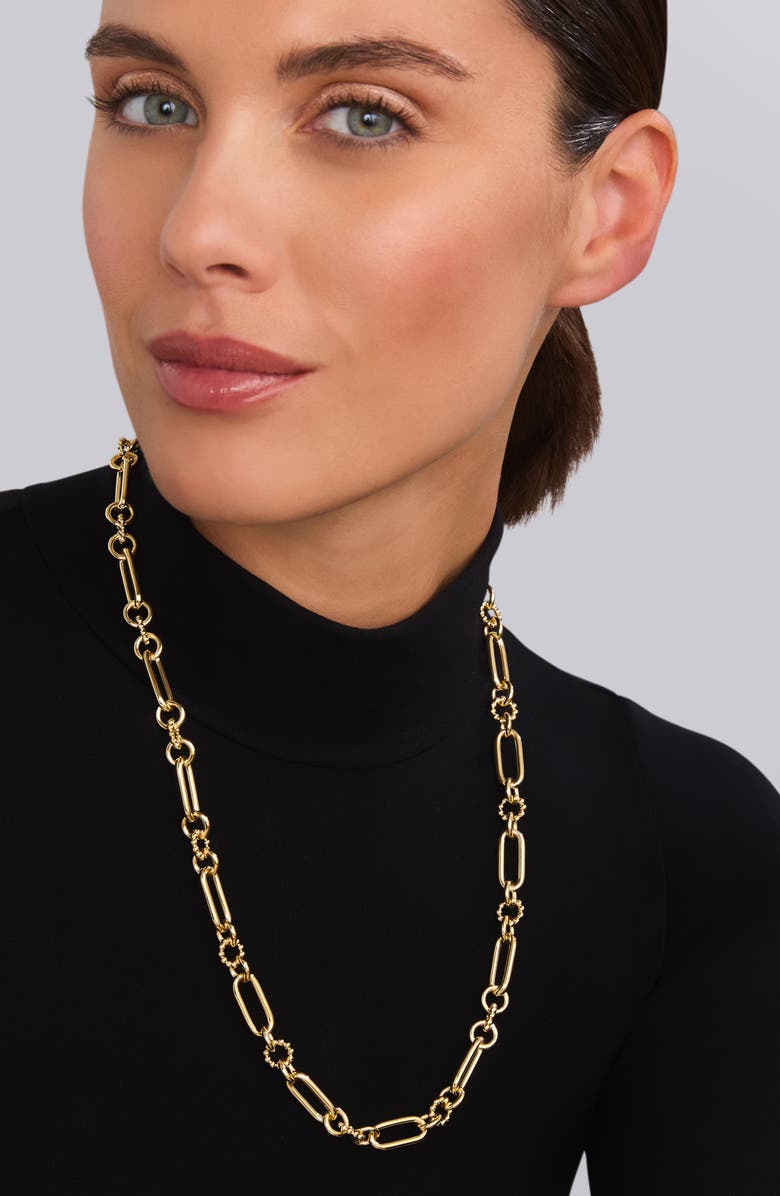 LAGOS Signature Caviar Fluted Link Toggle Necklace, Alternate, color, Gold