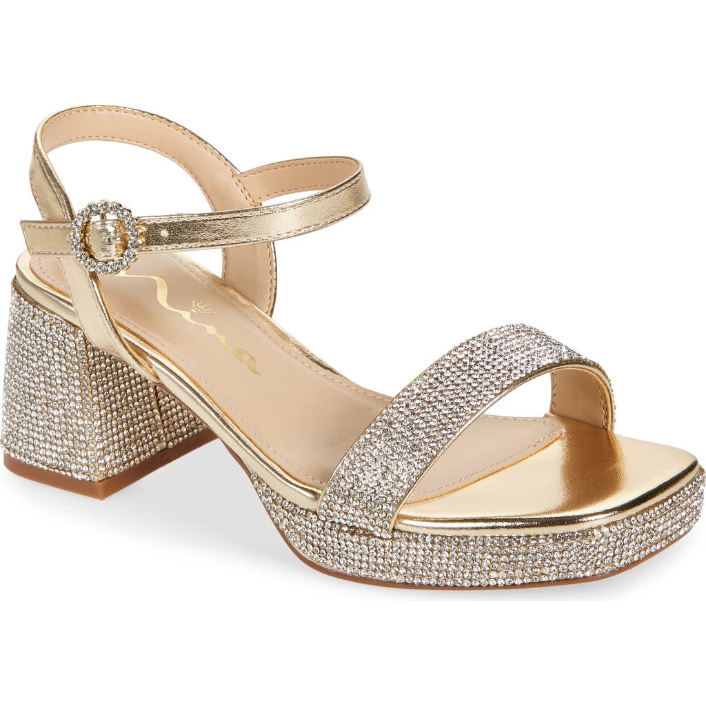 Nina Kids' Marysol Ankle Strap Platform Sandal In Light Gold Metallic Stones
