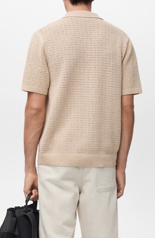 Mango Short Sleeve Openwork Cotton Blend Cardigan In Neutral