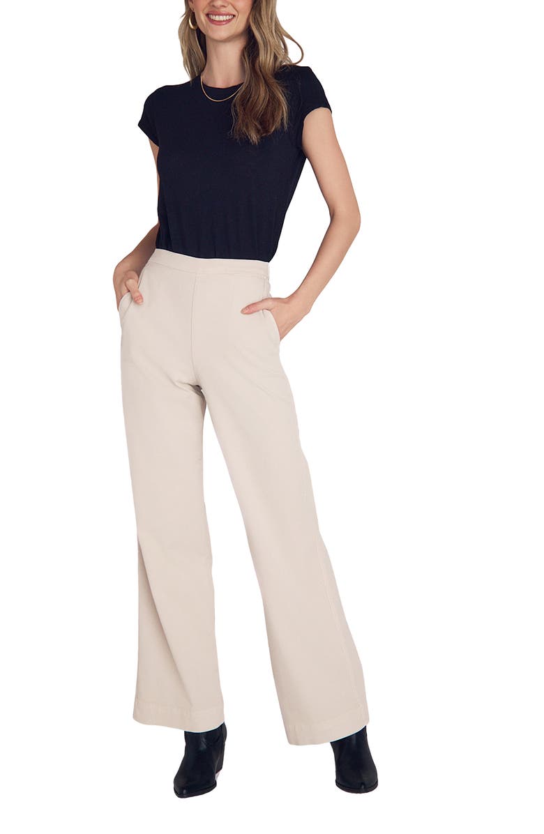 Bella Dahl Catalina Pull-On Flat Front Wide Leg Pants, Alternate, color, Ivory Stone