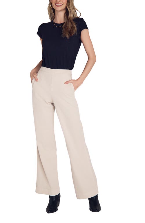 Bella Dahl Catalina Pull-on Flat Front Wide Leg Pants In Neutral