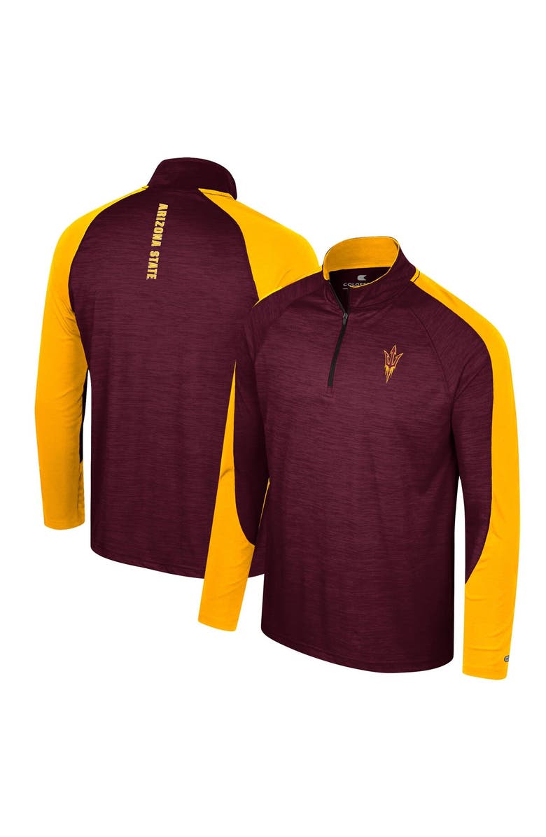 COLOSSEUM Men's Colosseum Maroon Arizona State Sun Devils Langmore Raglan Quarter-Zip Top, Alternate, color, 