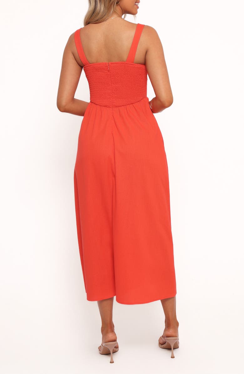 Petal & Pup Kinslee Corset Cotton Blend Midi Dress, Alternate, color, Coral