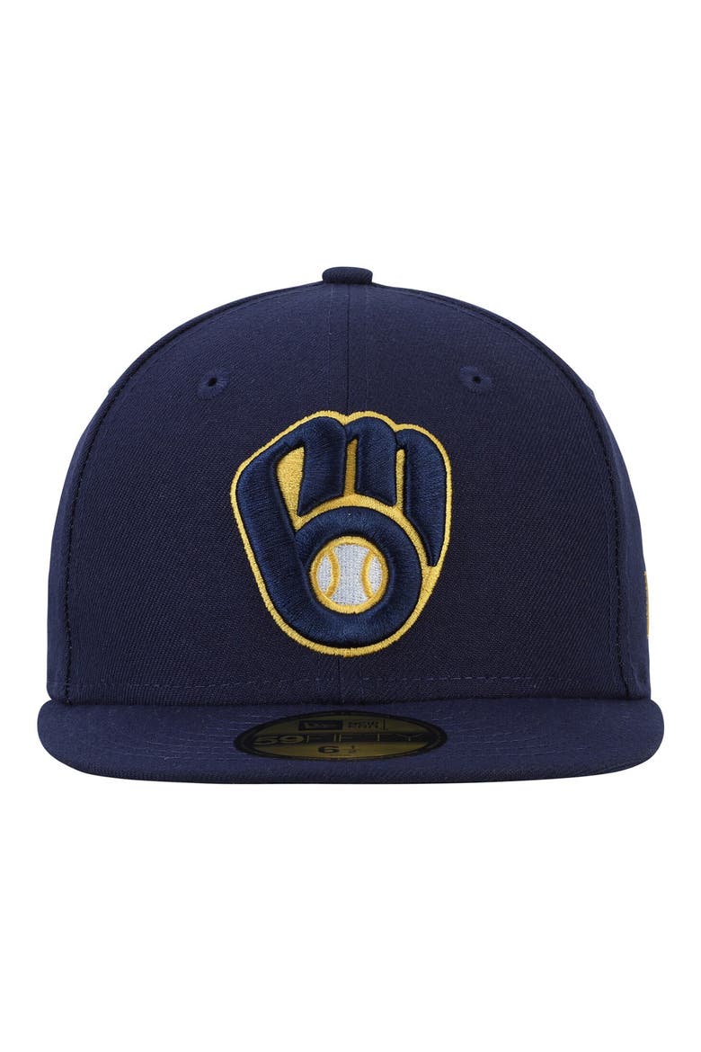 Youth New Era Navy Milwaukee Brewers Authentic Collection On Field 59FIFTY Fitted Hat, Alternate, color, NAVY