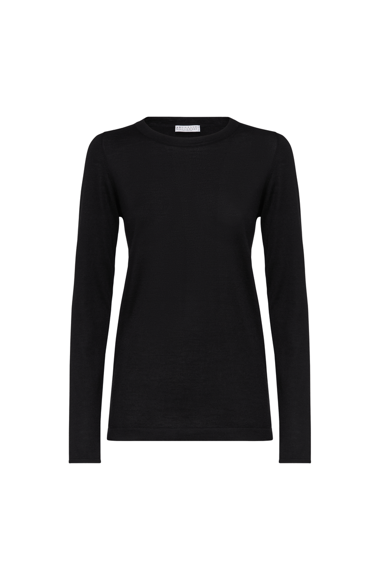 Brunello Cucinelli Cashmere and silk sweater, Main, color, Black