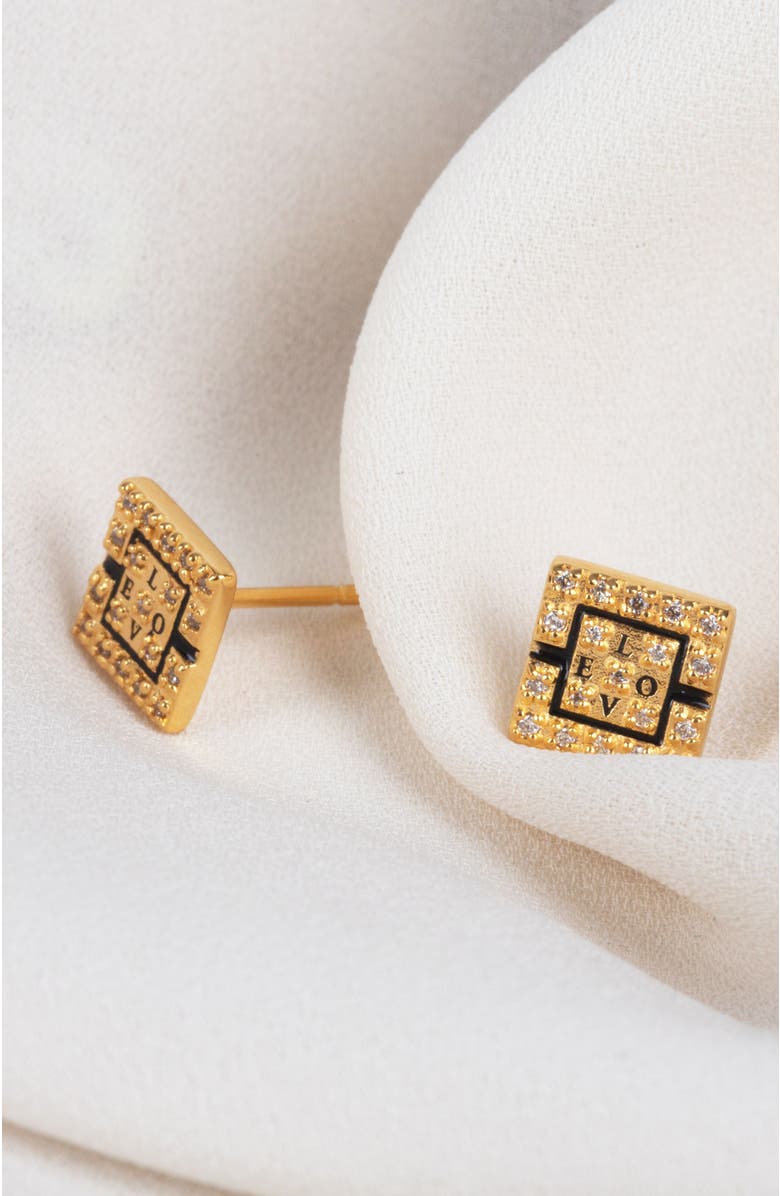 Gwen Beloti Love Letter Stud Earrings, Alternate, color, Gold